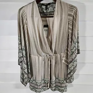 NWT BCBG Max Azria Flowy Blakely Printed Faux-Wrap Womens XS Romper Dusty Sage - Picture 1 of 9