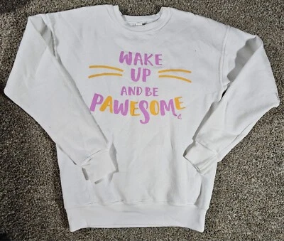 Sudadera Cat Lady Box Mediana Wake Up And Be Pawsome Blanca Cuello Redondo Foto 1 de 4