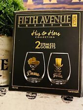 NIB Fifth Avenue Crystal Dame / Fella Stemless Goblets ( Set Of 2 )
