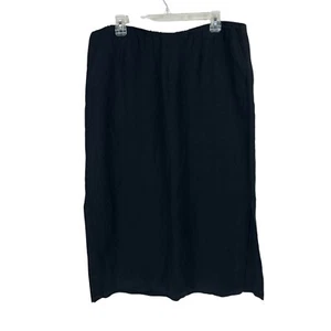 J Jill Pure Jill Linen Midi Skirt Sz L Lagenlook Quiet Luxury Black Pull On - Picture 1 of 11