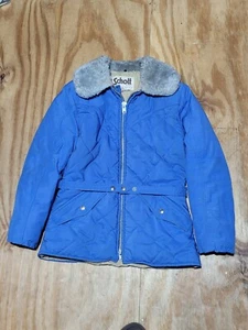 Schott jacket Quilted Girls 12 Blue Zip Collar Made In USA - Picture 1 of 9