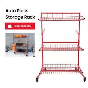 3 Shelf Storage Shelving Workshop Trolley Rack with Wheels for Automotive Tools - Foto 1 di 12