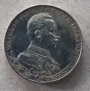 Moneda de plata 3 marcos, 1913, Guillermo II, Dt. Emperador, rey de Prusia - Imagen 1 de 2