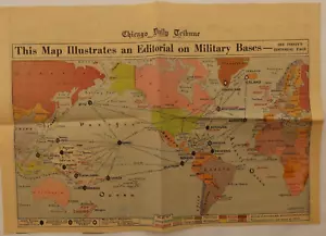 Chicago Daily Tribune Map Illustration Editoriale su base militare 1946 giornale - Foto 1 di 2
