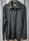 Foundry Blue/Green Plaid Flannel Button Down Long Sleeve Shirt Size Lt