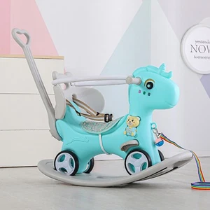 Rocking Horse for Toddlers Balance Bike Ride On with Push Handle & Backrest - Picture 1 of 7