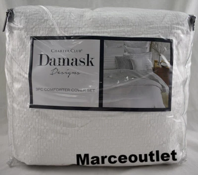 Funda nórdica y fundas Charter Club Diamond Dot algodón COMPLETA/QUEEN blanca Foto 1 de 4