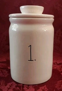 New Rae Dunn NUMBER 1. White Ceramic Canister - Picture 1 of 9