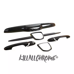 KOMPLETTES ABARTH KIT GRIFFE SCHNURRHAARE KOFFERRAUMGRIFF HECKEMBLEM 500 DECHROM GLANZ SCHWARZ - Bild 1 von 14