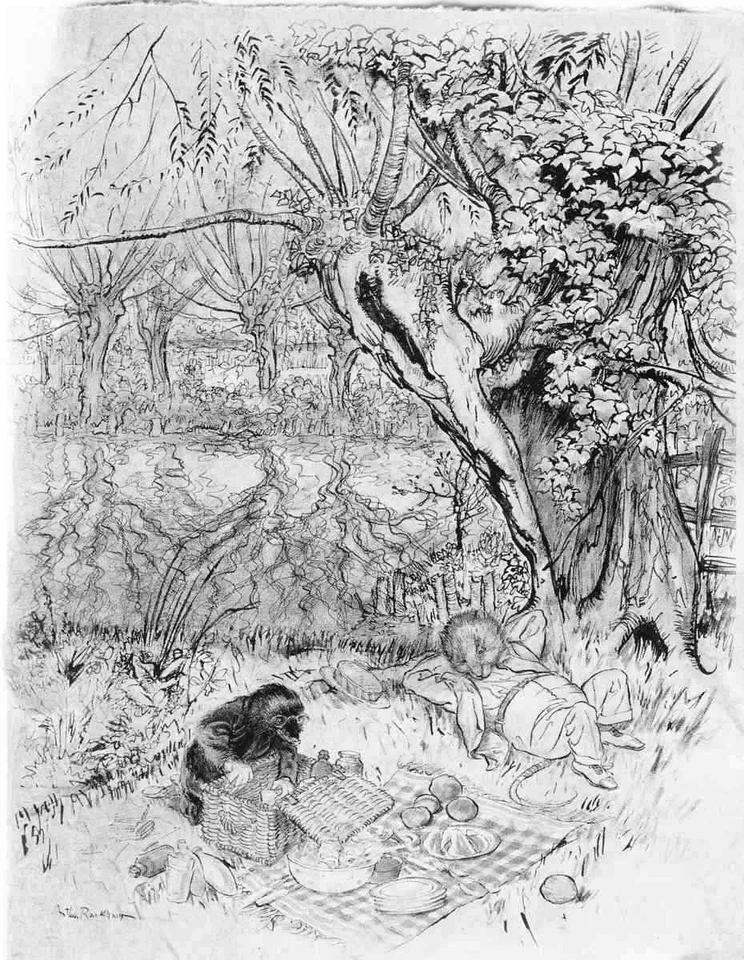 A4 print poster SKETCH Wind in the Willows Arthur Rackham The Mole begged - Image 1 of 1