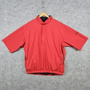 Footjoy Dryjoys Golf Rain Jacket Red Size L Short Sleeve Talking Stick Logo - Picture 1 of 16
