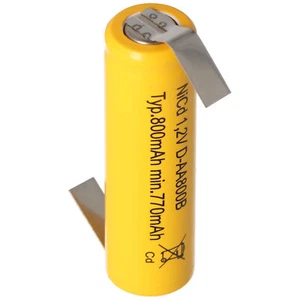 Flat Top NiCd Mignon Akku 1,2V 600mAh AA Lötfahne Z-Form, für Notstrombeleuchtun - Bild 1 von 5