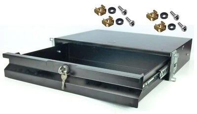 2 HE 19" SFX Rackschublade schwarz abschliessbar 32cm tief Rack Schublade Schloß - Bild 1 von 4