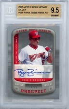 2005 Upper Deck Update  * RYAN ZIMMERMAN Auto Rookie RC SILVER #10/25 BGS 9.5/10
