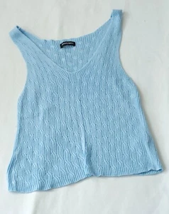 VTG American Apparel Women's Cotton Vest Tank Top UK 8 Breezy Blue Summer Casual - Picture 1 of 8