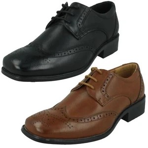 Boys Spot On Low Heel Lace Up Brogue School Shoes N1R156 - Picture 1 of 19