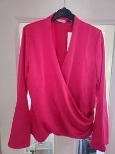 U.S. Polo Assn. Pink Wrap Style Blouse Top Size M 12 BNWT - Picture 1 of 7