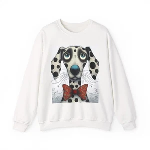 Whimsical Dalmation Dog Art Crewneck Sweatshirt, Funny Sweatshirt, Cute Gift - Picture 1 of 6
