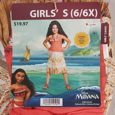 NEW Disney Moana Girls Costume Size Small 6/6X Dress Halloween costume  - Image 1 of 4