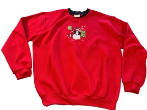 Top Stitch By Morning Sun Red Snowman Grandmas 90’s Vintage Christmas Size Large - Picture 1 of 12