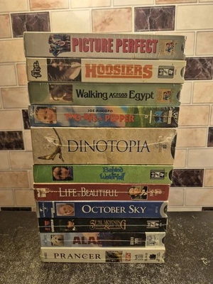 11 Family Vhs Films All New/Sealed F.H.E. No Cartoons Prancer Hoosiers Dinotopia - Image 1 of 4