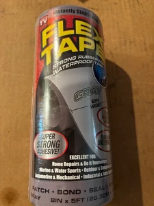 Flex Tape, 8 in x 5 ft, Gray, Original Thick Flexible Rubberized Waterproof Tape - Picture 1 of 5