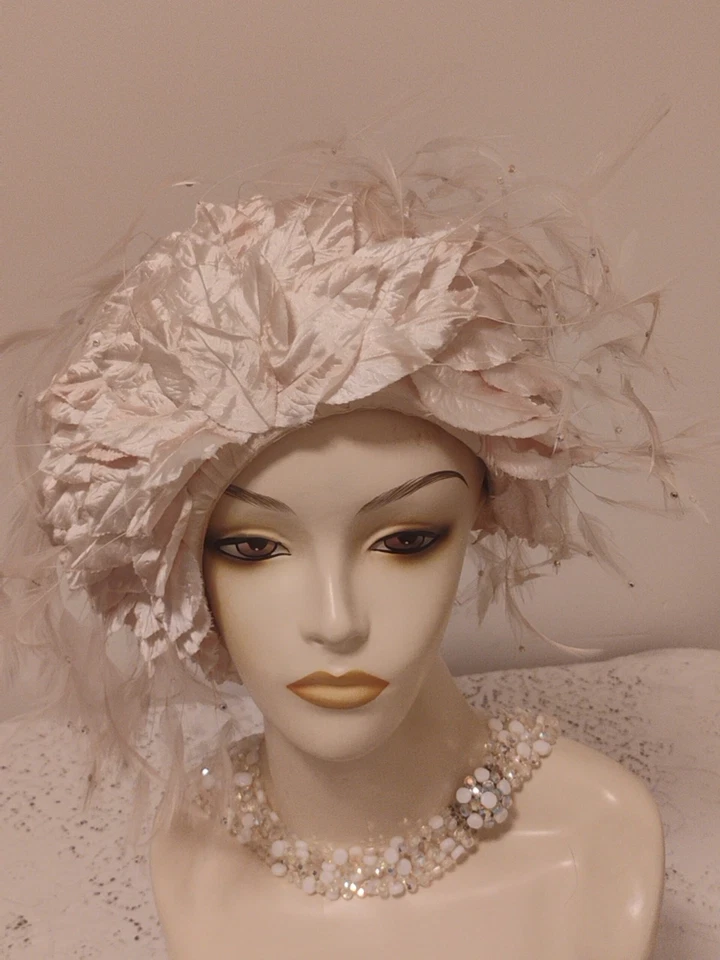 Vintage Extra Unique One Of A Kind Red Feather Designer Fantasy Ladies Red... - Image 1 of 4