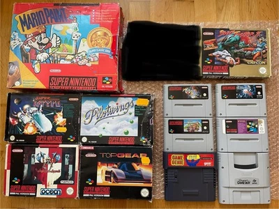 10 SNES Super Nintendo Spiele - Street Fighter, Mario Kart etc. + Game Genie - Bild 1 von 4