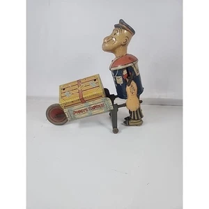 1935 Linemar Marx lastra di latta litografia avvolgi Popeye Express giocattolo antico funzionante - Foto 1 di 10