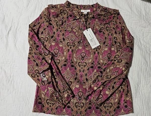 'A Love A Girls' Size XL 100% Cotton Multi Color Long Sleeve Blouse/FM1 - Picture 1 of 4
