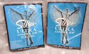 Lot/2 Vtg 1990's SILKIES ULTRA CONTROL TOP USA ~ 030502 Queen Beige XL Honey - Picture 1 of 4