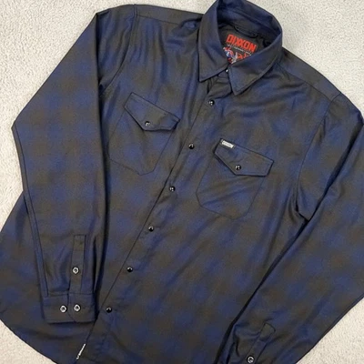 Camisa Dixxon Para Hombre Grande Alta Azul A Cuadros Botón A Presión Medianoche 10 Años Franela Foto 1 de 4