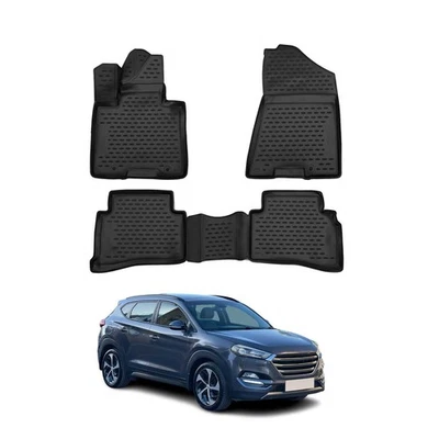 OMAC Floor Mats Liner for Hyundai Tucson 2016-2021 Black TPE All-Weather 4 Pcs - Изображение 1 из 4