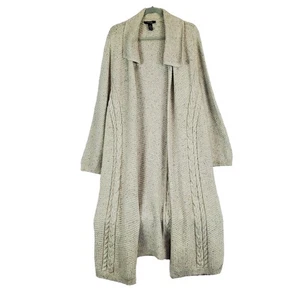 Style & Co Midi Cable Knit Open Cardigan Long Crochet Cotton Blend Sweater 2XL - Picture 1 of 13