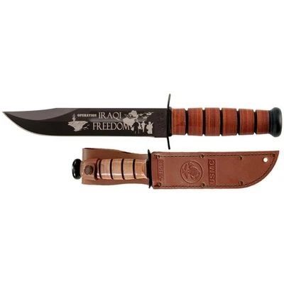 KA-BAR 9128 Operation Iraqi Freedom USMC Fixed Knife 11.88" Clip Point 1095 - Image 1 of 3