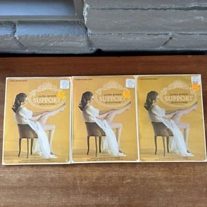 x3 Ultra Sheer NOS Vintage Support Stockings Seamless 1970s - Picture 1 of 9