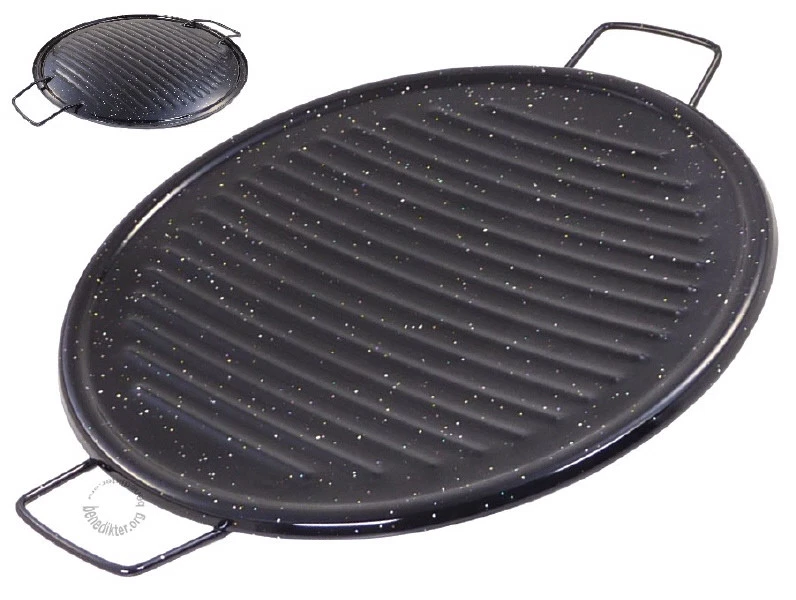 Emaille GRILLPFANNE Ø 46 cm STEAKPFANNE BRATPFANNE Pfanne GRILLPLATTE emailliert - Bild 1 von 1