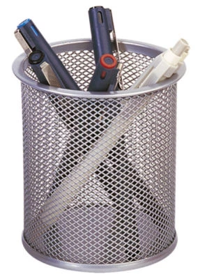 Stifteköcher Köcher Stiftebox Stiftehalter Draht silber 8,6 cm Q-Connect KF00846 - Bild 1 von 3