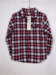 Gap Kids Plaid Soft Flannel Red Pajama Sleep Shirt Top Only Kid's 6 NWT - Picture 1 of 8