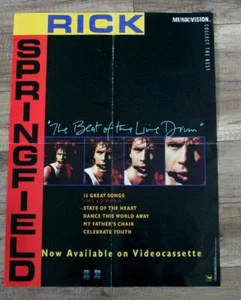 Póster promocional Rick Springfield 1985 Beat of the Live Drum Musicvision RCA VHS BIEN - Imagen 1 de 7