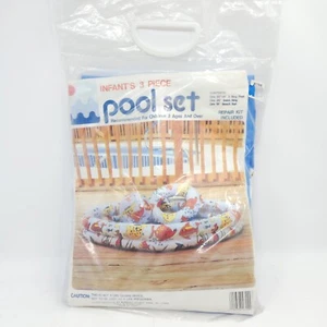 VINTAGE 3 Piece INFLATABLE POOL SET Ring Pool Ball - NEW Old Stock Late 80's - Picture 1 of 7