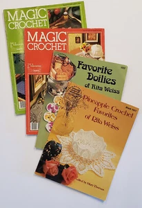 4 Crochet Magazines Vintage from 1980s - 2 Magic Crochet & 2 Rita Weiss - Picture 1 of 15