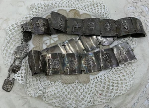 Vintage Sterling Graziella Latti Peruvian Panel Belt 232 Grams Atosha Coins - Picture 1 of 11