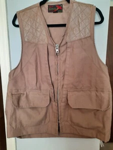 Vtg 10x Americas Finest hunting vest sports brown men's M leather shoulders - Picture 1 of 8