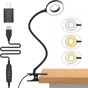 Desk Lamp 3 Color Modes & 10 Brightness LED Reading Light with Flexible Clamp - Picture 1 of 12