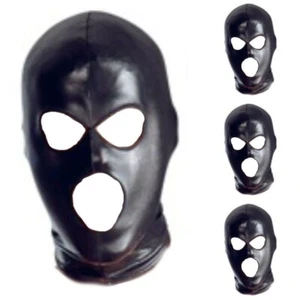 Black PVC Wet Look Full Head Hood Carnival Party Halloween Mask Custumes Props - Picture 1 of 3