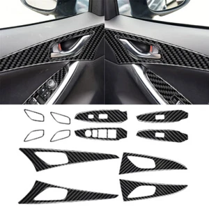 12Pcs Carbon Fiber Interior Door Control Kit Cover Trim For Mazda CX-5 2013-2015 - Picture 1 of 17