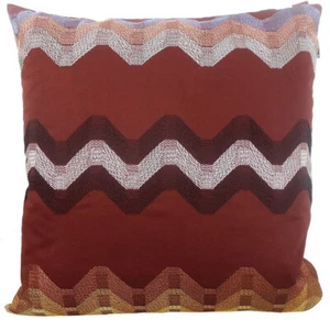 MISSONI HOME CUSHION COVER EMBROIDERED GLOSSY COTTON SATEEN HILLY 732 - Picture 1 of 3