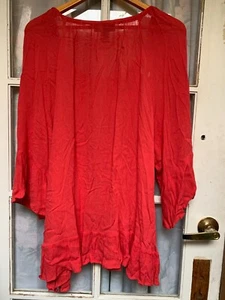 Style&co. Reddish Orange 3/4 Sleeve Blouse 3X Sheer Lightweight - Picture 1 of 12