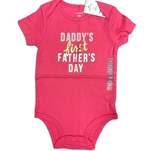 Carter's 18 Months One Piece DADDY'S FIRST FATHER'S DAY Pink Gold NWT - Picture 1 of 3